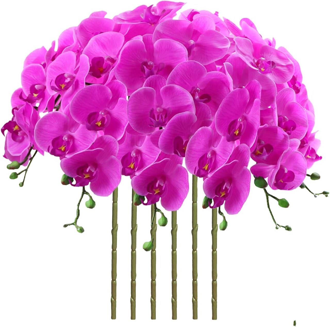 32 Inch Artificial Phalaenopsis Flowers 6 Pcs Artificial Orchid Flowers Stem Plants for Home Décor (Purple)